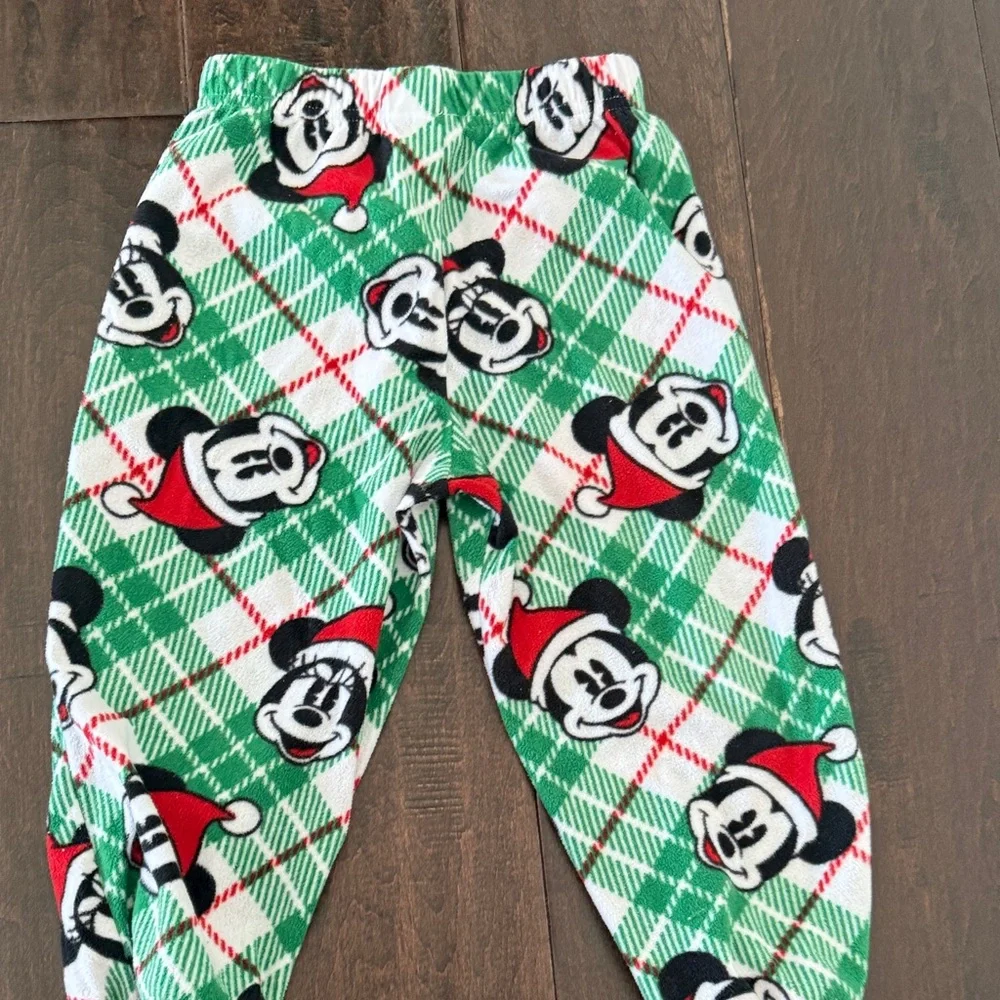 Disney 100 Mickey Mouse and Minnie Green and Red Plaid Pajama Set